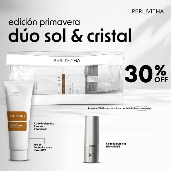 Combo Dúo: Lip Cristal + Protector con color FPS 55